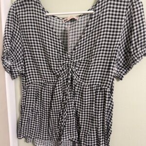 Women's Classic Black and White Checkered Blouse